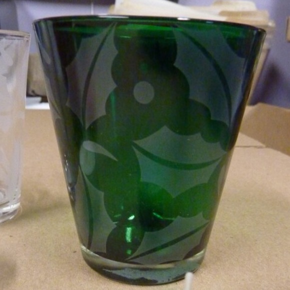 🎄SALE Set / 3 Frosted Etched Holly Leaf Glass Votive Tealight Candle Holders NEW - Picture 4 of 4